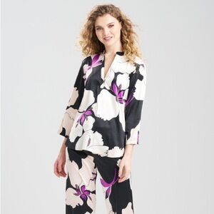 Natori Majestic Orchid pajama set 
Black Cream & Purple Blooms Medium